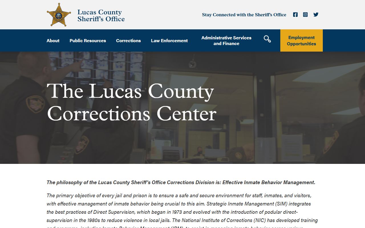Lucas County Corrections Center inmate lookup and booking summary page